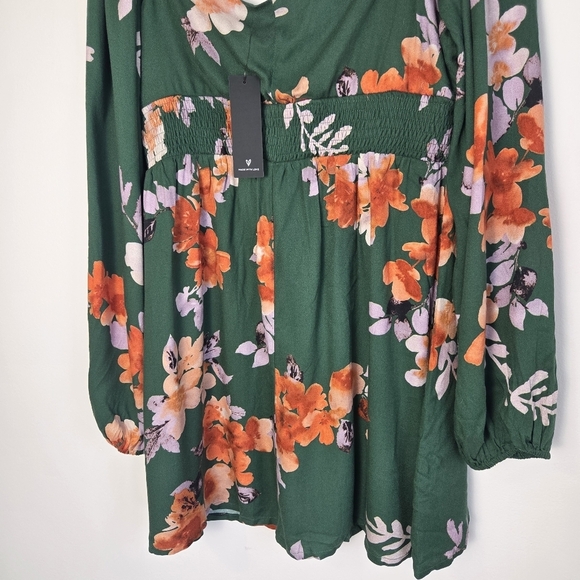 Lulus Cutie Moment Green Floral Print Long Sleeve Mini Dress - Picture 10 of 10